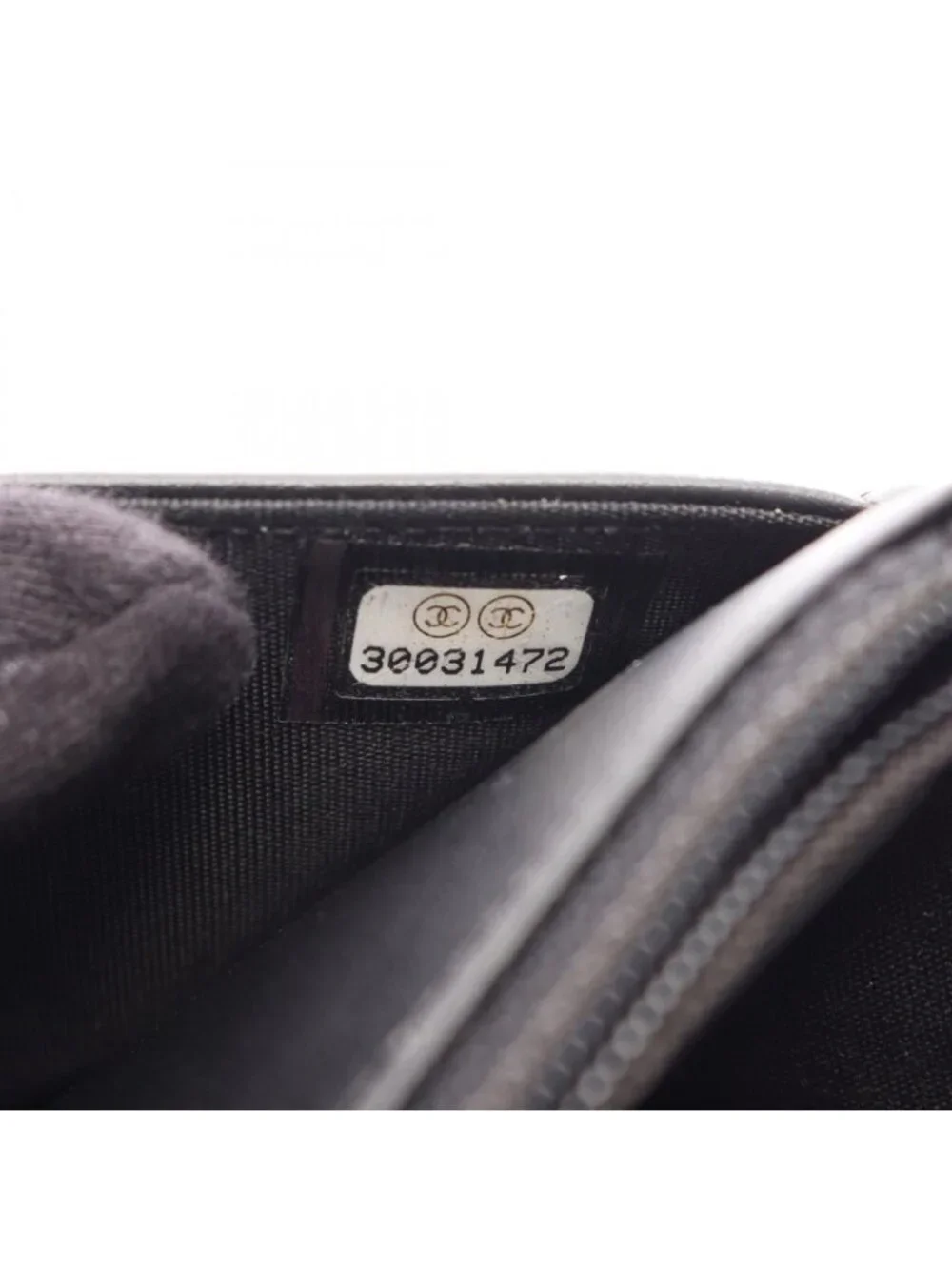 Chanel Shoulder Bag Stitch Black Caviar Leather Chain Wallet